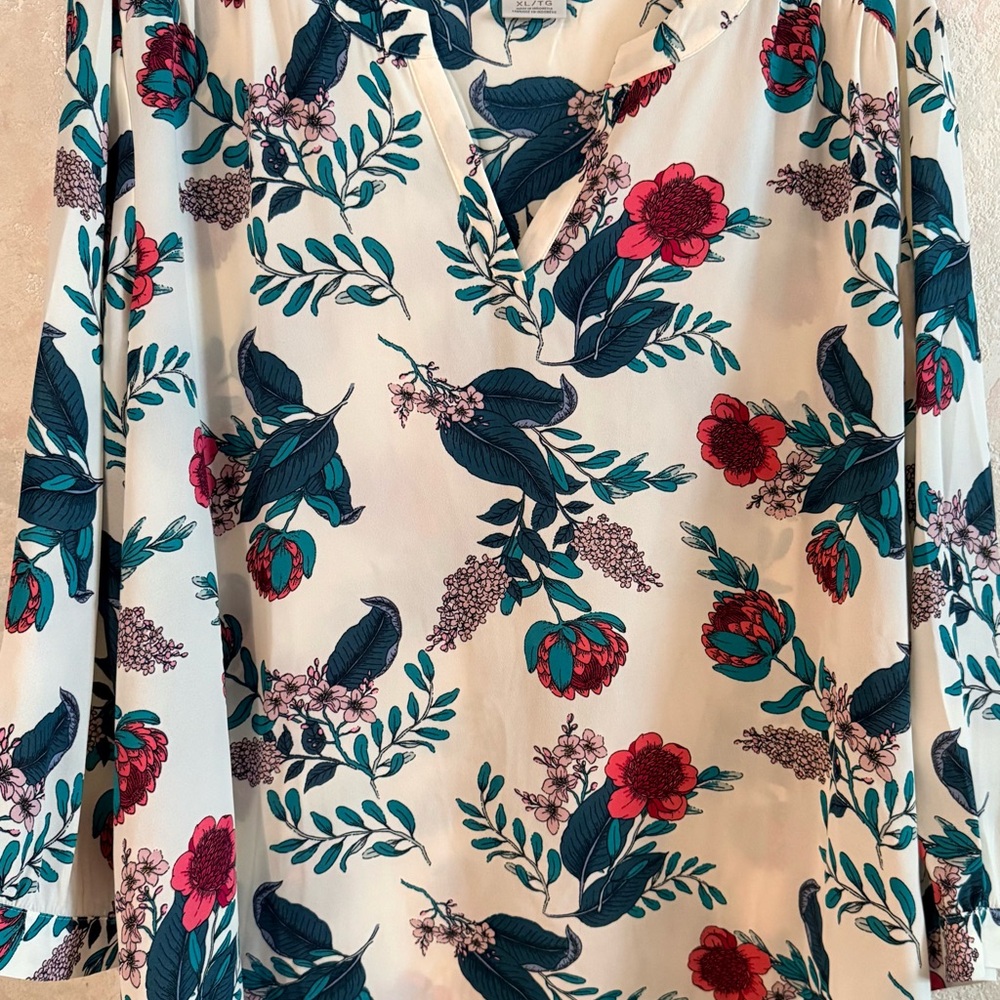 Van Heusen Floral Blouse - White and Red